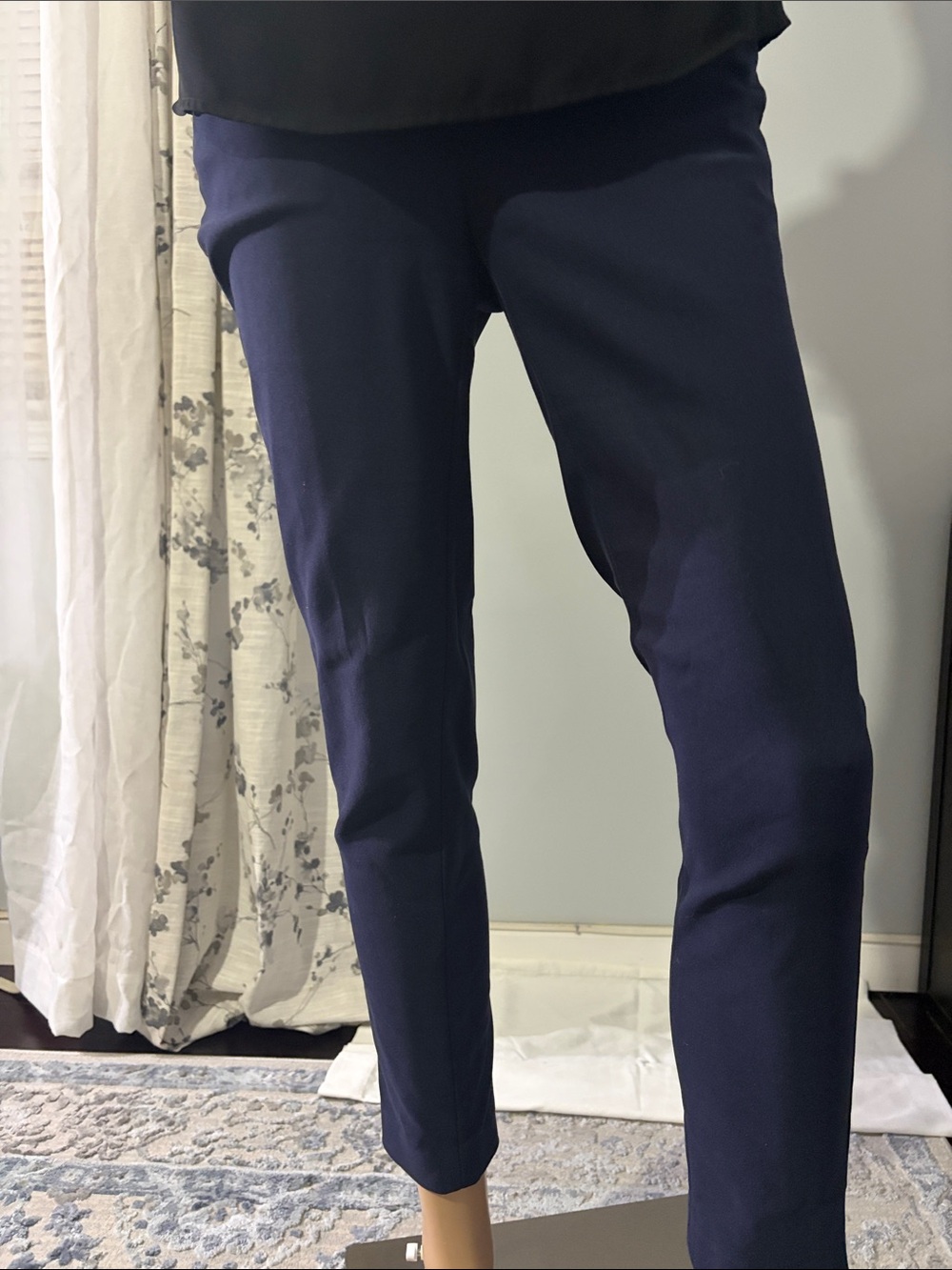 Womens cropped Slim Dress Pants - Navy
